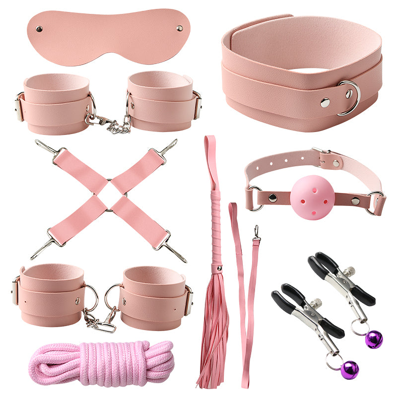 Leather SM Bondage 9 Piece Set