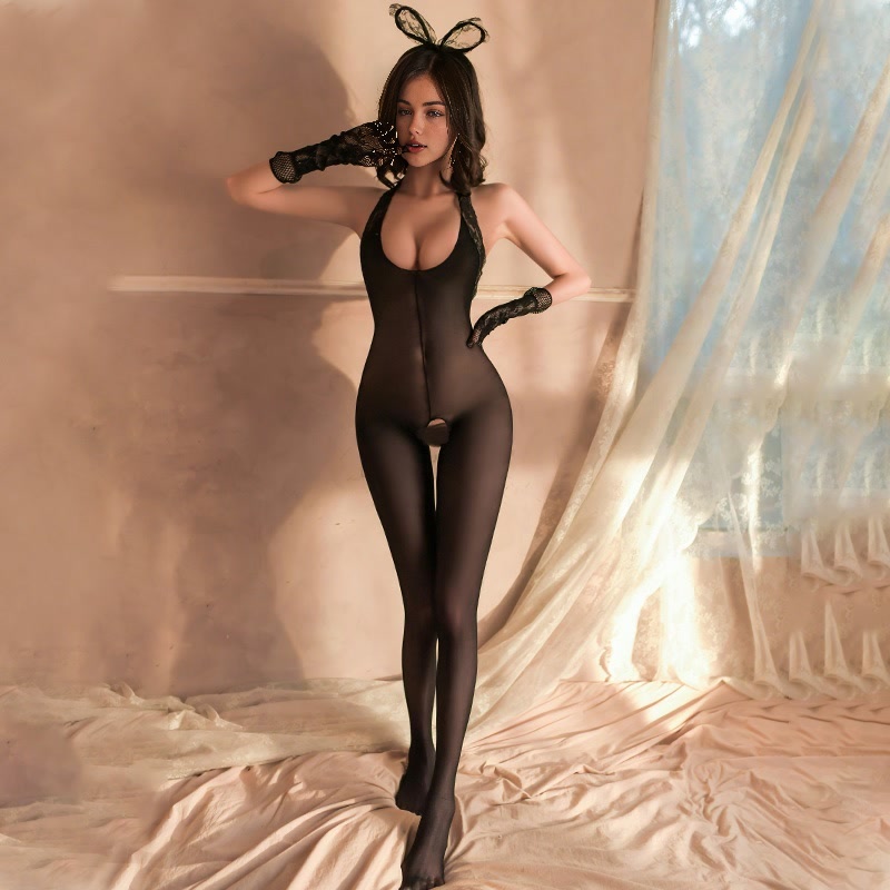 Bold Backless Halter Crotchless Bodystocking