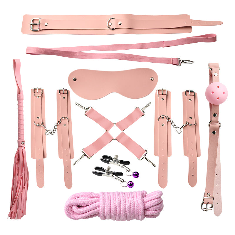 Leather SM Bondage 9 Piece Set